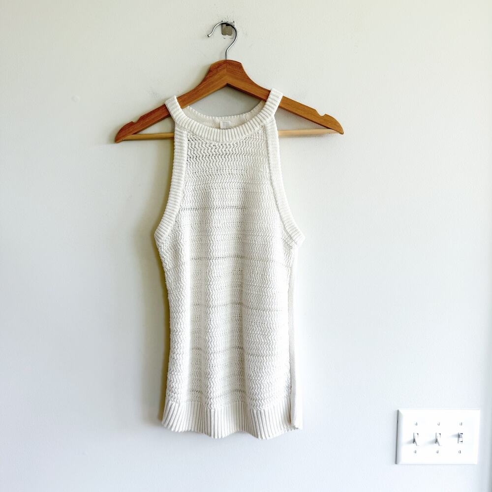 Gap Crochet Halter Neck Open-Knit Tank Top White XS